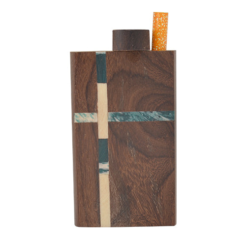 Wooden One-Hitter Dugout Pipe with Dual-Stripe Design