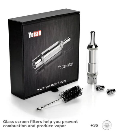 Yocan Mak Dry Herb and Wax Atomizer Vape Kit with three extra glass screen filters